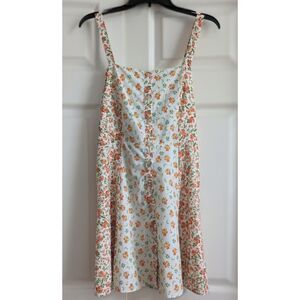 Skylar Rose Button Front Tie Back White Floral Print Dress Size Large